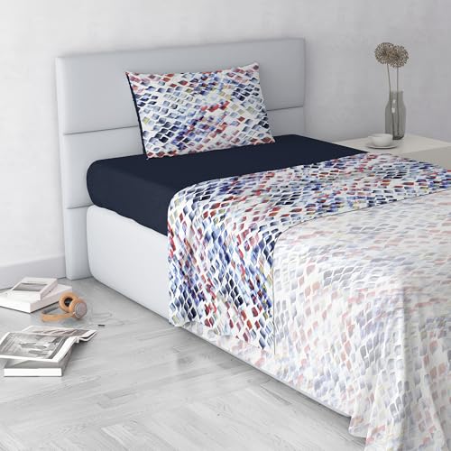 Lena Fashion Bed Sheet Set, Made in Italy, Soft Microfibre Bed Set, Fitted Sheet, Top Sheet 150 x 270 cm and Pillowcase with Inner Flap, Single