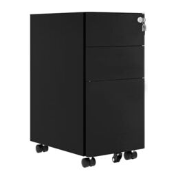 DWVO 3 Drawer Lockable Filing Cabinet Mobile Steel Office Black 30x45x61cm