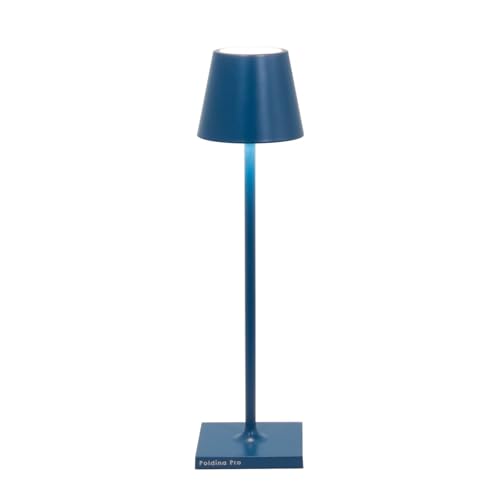 Zafferano, Poldina Micro Lamp, Rechargeable Cordless Table Lamp with Touch Controls, Suitable for Interior and Outdoor, Dimmer, 2200-3000 K, Height 27.5 cm, Capri Blue Colour