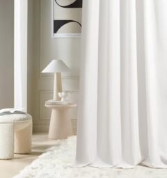 ROOM99 Aura Blackout Curtain with Silver Eyelets, 140 x 250 cm, Sliding Curtain, Modern Decoration, Living Room, Bedroom, Ecru