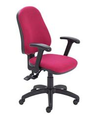 Office Hippo 3 Lever Swivel Desk Chair, Asynchro Mechanism, Height Adjustable Back, Flip Up Arms, Fabric, Claret Red, One Size