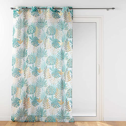 Douceur d'Intérieur Eyelet Panel 140 x 240 cm Sand IMP Metallise Ornella White/Emerald