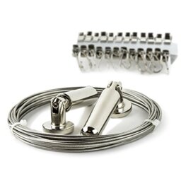Curtain Drape Wire Rod Set with 24 Clips Multi-purpose Set Hang Photos, Notes, Art