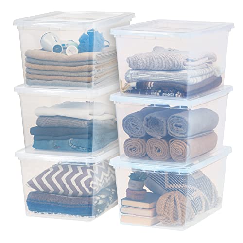 IRIS USA, Inc. CNL-58 IRIS 58 Quart Clear Storage Box, 6 Pack, 6 Count - Perfect for moving, blankets, clothing and garage storage, nestable design, transparent design makes contents easy to find