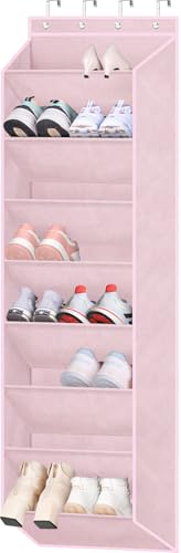 SLEEPING LAMB, Shoe Rack for Closet, Shoe Storage for Hanging Shoes on the Door with Large Deep Pockets for Baby Room Decor, Pink
