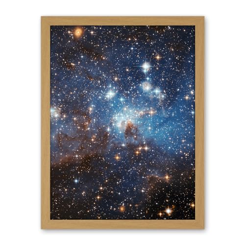 Artery8 Hubble Space Telescope Image Star Forming Region LH 95 In The Large Magellanic Cloud Blue Haze LMC Galaxy Stellar Nursery Gas And Dust Lanes Artwork Framed Wall Art Print 18X24 Inch