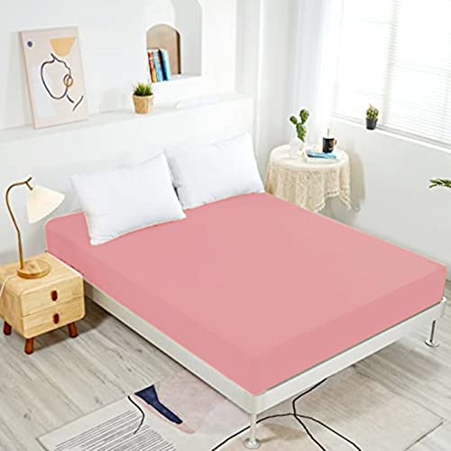 NHNHN Fitted Sheet Bedding, Bed Sheets Deep Pockets, Soft Microfiber, Easy Care, Shrinkage and Fade Resistant, Fitted Sheets Queen Size for Girl Woman Teens Kids, Only 1 Fitted Sheet (Queen, Blush)