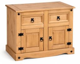 Mews Corona 2 Door 2 Drawer Small Sideboard, Mexican Pine