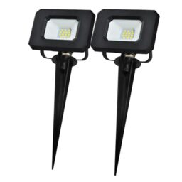 BLAUPUNKT LED Garden Spike Flood Light – 10W 900 Lumens 4000K Natural White, 2-in-1 Ground or Wall Mount, IP65 Waterproof, 16 cm Long Stake for Garden Landscaping Outdoor [Energy Class E] – Pack of 2