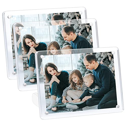 ECOSEAO 6x8 Inches Acrylic Picture Frame, Minimalist Photo Frame Acrylic Glass Photo Frame with Desktop Display Horizontally or Vertically (6x8inch-3Pack)