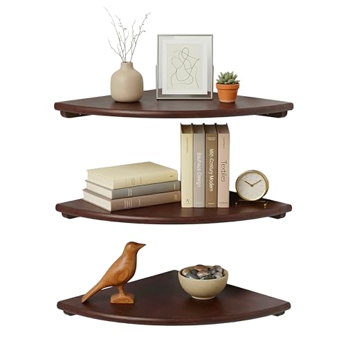 Relaxdays Corner Shelf, Walnut, Wall-mounted, Size options, Living room, Decor, Load 5 kg, Colour options