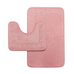 GC GAVENO CAVAILIA Memory Foam Bath Mat Non Slip - Extra Soft Highly Water Absorbent Bathroom Mat Sets 2 Piece - Greek Toilet Rug (50 x 80 cm) & Pedestal Set (50 x 40 cm) - Washable - Blush Pink
