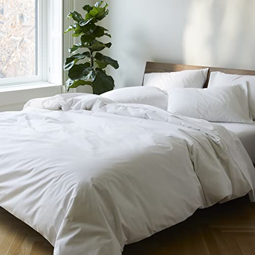 Brooklinen Luxury Percale Duvet Cover ??? 100% Cotton, Cool, Crisp, Extra-Long Corner Ties, Button Closure, Soft & Breathable ??? Machine Washable, Duvet Cover King/California King Bed Sizes (White)