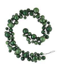 Sage Green Bauble Tree Garland – 9 ft Christmas Decoration with 84 Baubles in Mixed Finishes