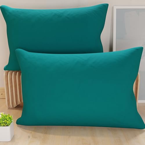 PETTI Artigiani Italiani - Pair of Pillow Cases 70 x 50 cm in Microfibre, Cushions Bedroom Furniture, Sofa, Set of 2 Cushion Covers, Plain Tiffany Pillowcase