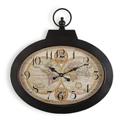 Versa Pangea Decorative Wall Clock for Kitchen, Living Room, Dining Room or Bedroom, Measures 63 x 6 x 60 cm (H x L x W), Metal, Colour: Black