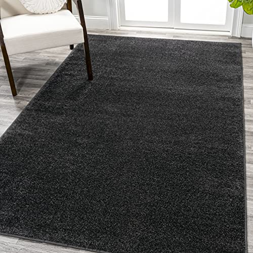 JONATHAN Y SEU100I-8 Haze Solid Low-Pile Indoor Area Rug, Casual, Contemporary, Traditional Easy Cleaning, Bedroom, Kitchen, Living Room, Non Shedding, Black, 240 cm X 300 cm