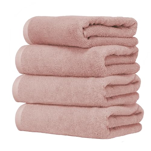 Ruggeri 4 Piece Guest Towel Set, 40x50 cm, Soft Cotton, Pink