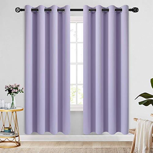 COSVIYA Grommet Room Darkening Curtains 72 inch Length 2 Panels,Thick Polyester Light Blocking Insulated Thermal Window Lilac Curtain Drapes for Bedroom/Living Room,52x72 inches