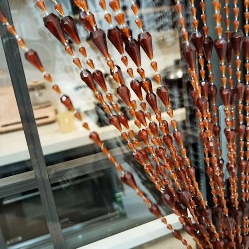 ave split Beaded Curtain Doorways Acrylic Hanging Door Beads String Curtains Tassel Room Divider Screen Decor for Doorway Window Living Room Wedding (042coffee, 39 inch x 78.7 inch)