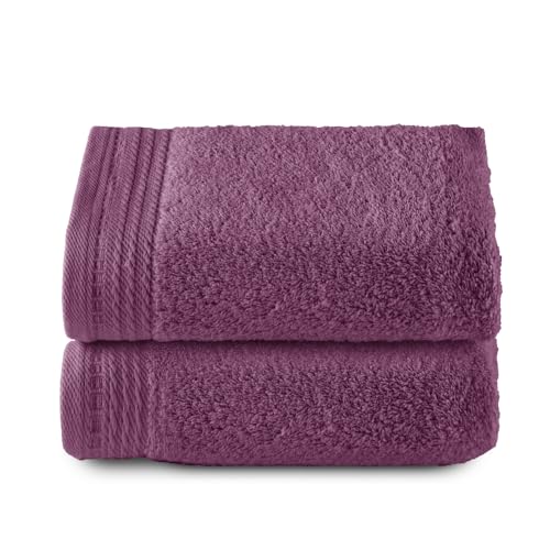 Top Towel - Premium - Large Bath Towels - Bath Towels -2 Hand Towels -50 x 100 cm - 100% Cotton - 600 g - Eggplant
