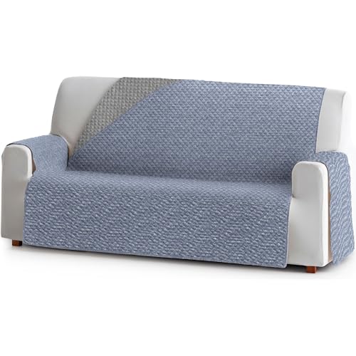 ECOMMERC3 - Reversible Sofa Cover Size 2 Seater Practical and Versatile Protection ??? Blue Reversible Sofa Cover Easy to Place, Ideal for Sofas and Pets