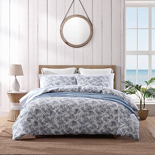 Tommy Bahama- Queen Duvet Cover Set, Reversible Cotton Bedding Set with Matching Shams, Coastal Home Decor (Pen and Ink Blue, Queen)