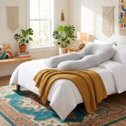 GC GAVENO CAVAILIA Pregnancy Pillow for Side Sleeping - U Shaped Cuddle Cushion Full Body Pillows with Cover - Long Maternity Pillow Support for Back, Legs for Pregnant Women - 140x68x18cm,Light Grey