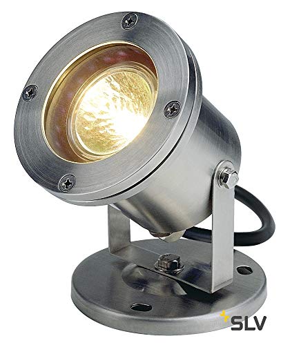SLV Surface-Mounted Wall and Ceiling Light Nautilus/Illumination for Walls, Paths, entrances, LED Outdoor spot, Garden lamp, Ceiling spot / GX53 IP67 35W Stainless Steel