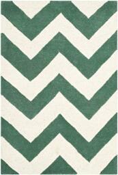 Safavieh Contemporary Indoor Hand Tufted Accent Area Rug, Chatham Collection, CHT715, in Teal / Ivory, 61 X 91 cm for Living Room, Bedroom or Any Indoor Space