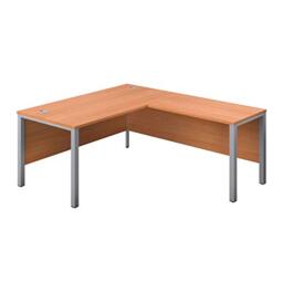 Office Hippo Heavy Duty Corner Office Goalpost Desk with Right Return, Home Office Desk, Filing, PC Desk For Office or Home, 5 Yr Wty, MFC - Beech Top, Silver Legs, 180cm x 180cm