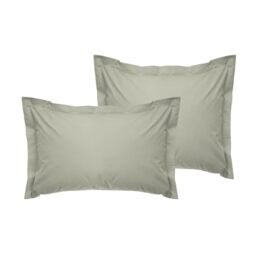 Luxurious Oxford Pillowcase Set (2 Pieces), Green, 80 x 80 + 5 cm, 100% Cotton Ranforce, 155 Thread Count - Envelope Closure, Machine Washable at 30°C