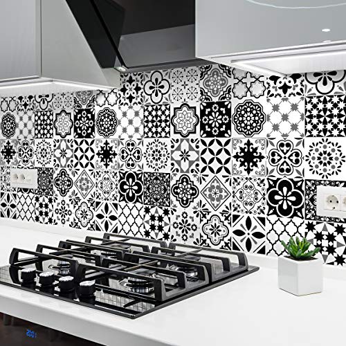 Ambiance Sticker Self-Adhesive Decorative Wall Decal Cement Tile for Bathroom and Kitchen Alexiano - Pack of 24 Stickers of 15 x 15 cm