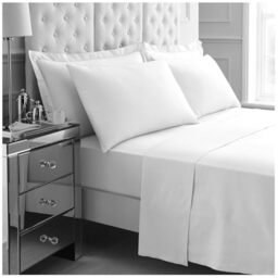 GC GAVENO CAVAILIA Kingsize Bed Sheet Set 4Pieces - 1x Fitted Sheet, 1x Flat Sheet & 2x Pillowcases 50x75 - Lightweight & Easy Care - Fitted Sheet Set Supersoft Polyester Bedding - White