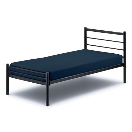 1 Piece Cot Fitted Sheet 25 x 75, 100% Brushed Microfiber,Navy Blue