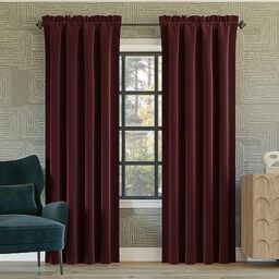 "Sun Zero Oslo Theater Grade Extreme Total Blackout Rod Pocket Curtain Panel, 52"" x 95"", Wine Red"