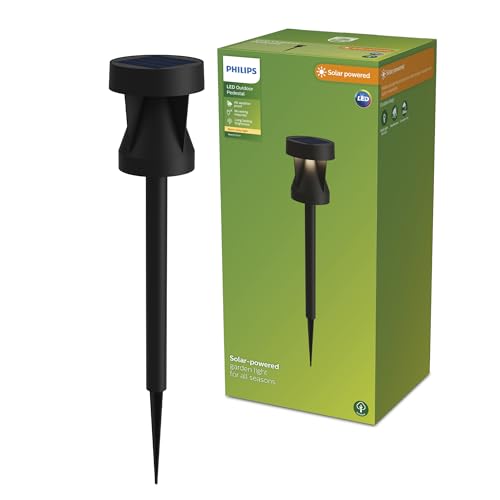 PHILIPS Avery Outdoor Solar Pedestal Light, 2700 K, 200 lm, Black​