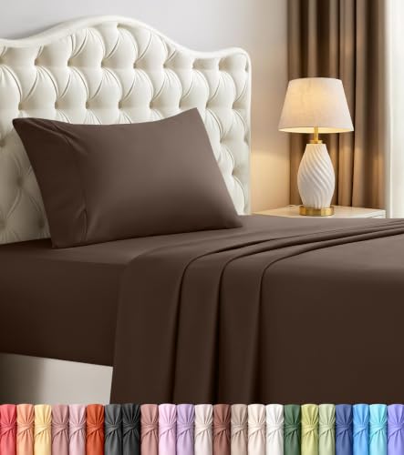 Utopia Bedding Twin Bed Sheets Set - 3 Piece Bedding - Brushed Microfiber - Shrinkage and Fade Resistant - Easy Care (Twin, Brown)