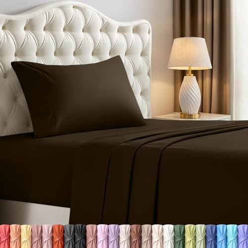 Utopia Bedding Twin Bed Sheets Set - 3 Piece Bedding - Brushed Microfiber - Shrinkage and Fade Resistant - Easy Care (Twin, Brown)