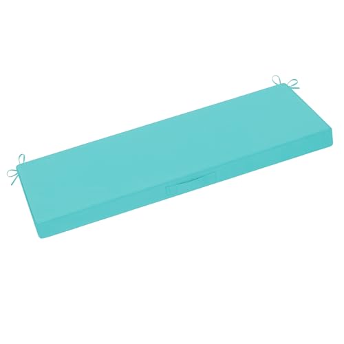 downluxe Outdoor Bench Cushion Waterproof, 48 x 18 Inch Patio Furniture Cushions with Adjustable Ties & Portable Handle, Porch Swing Cushions, Bench Cushions for Outdoor Furniture, Teal