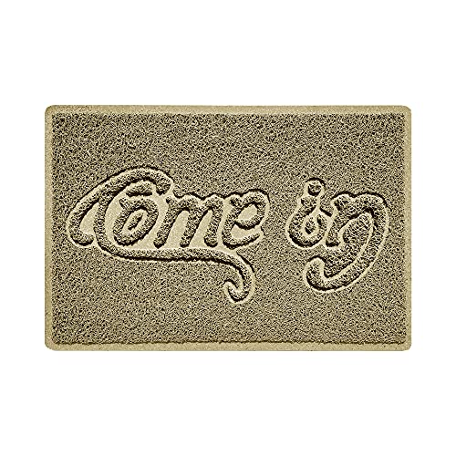 Nicoman COME-IN Embossed Shape Door Mat Dirt-Trapper Jet-Washable Doormat-(Use Indoor or Sheltered Outdoor)- (60x40cm/23.6x15.7inches, Small) Beige