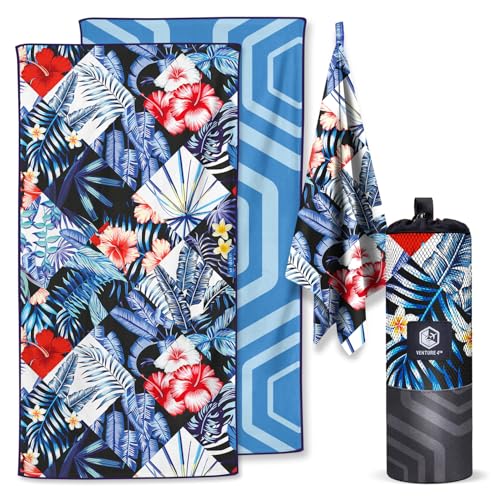 VENTURE 4TH Microfiber Beach Towel: Quick-Dry, Compact, Sand-Free, Absorbent, Sandproof and Lightweight - Perfect for Camping, Beach, and Roadtrips (Midnight Bloom Design - 35x78 inches)