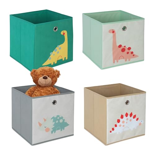 Relaxdays Animal Design Toy Storage Box, Foldable, 30x30x30 cm, Kid’s Room Organizer