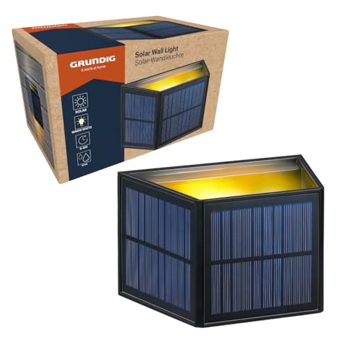 Grundig Solar Outdoor Garden Light Warm White – IP44 Solar LED Outdoor Light – Outdoor Wall Garden Light
