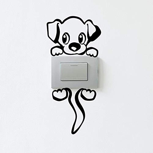 Adhesive Stickers Plugs and Switches - Sticker Sticker Little Dog Charmer – Children's Room Wall Decoration - Waterproof and Removable – 12 x 8 cm