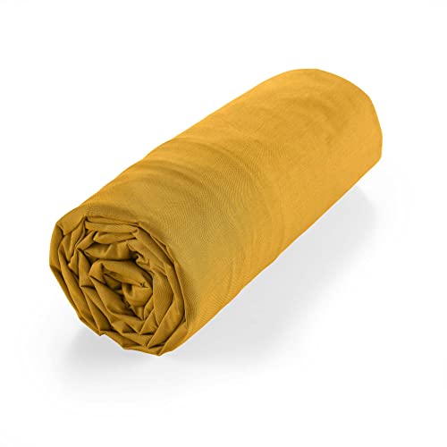 douceur d'intérieur Biolina 100% Organic Cotton Fitted Sheet 140 x 190 cm Ochre