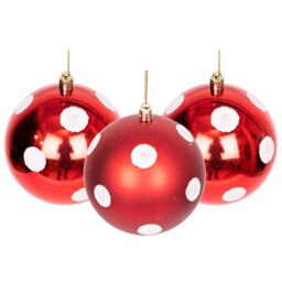 10cm/6Pcs Christmas Baubles Shatterproof Red White Polka Dots, Christmas Tree Decorations Ball Ornaments Balls Xmas Hanging Decorations Holiday Decor - Shiny,Matte,Glitter
