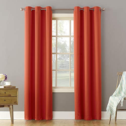 "Sun Zero Becca Energy Efficient Grommet Curtain Panel, 40"" x 95"", Tangerine"