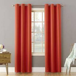 "Sun Zero Becca Energy Efficient Grommet Curtain Panel, 40"" x 95"", Tangerine"