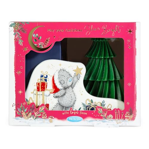 Me to You Tatty Teddy Candle Holder With Tree Candle - Official Collection, White, Multicolor (Artwork)